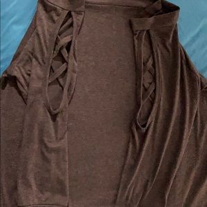 Dark gray off shoulder blouse